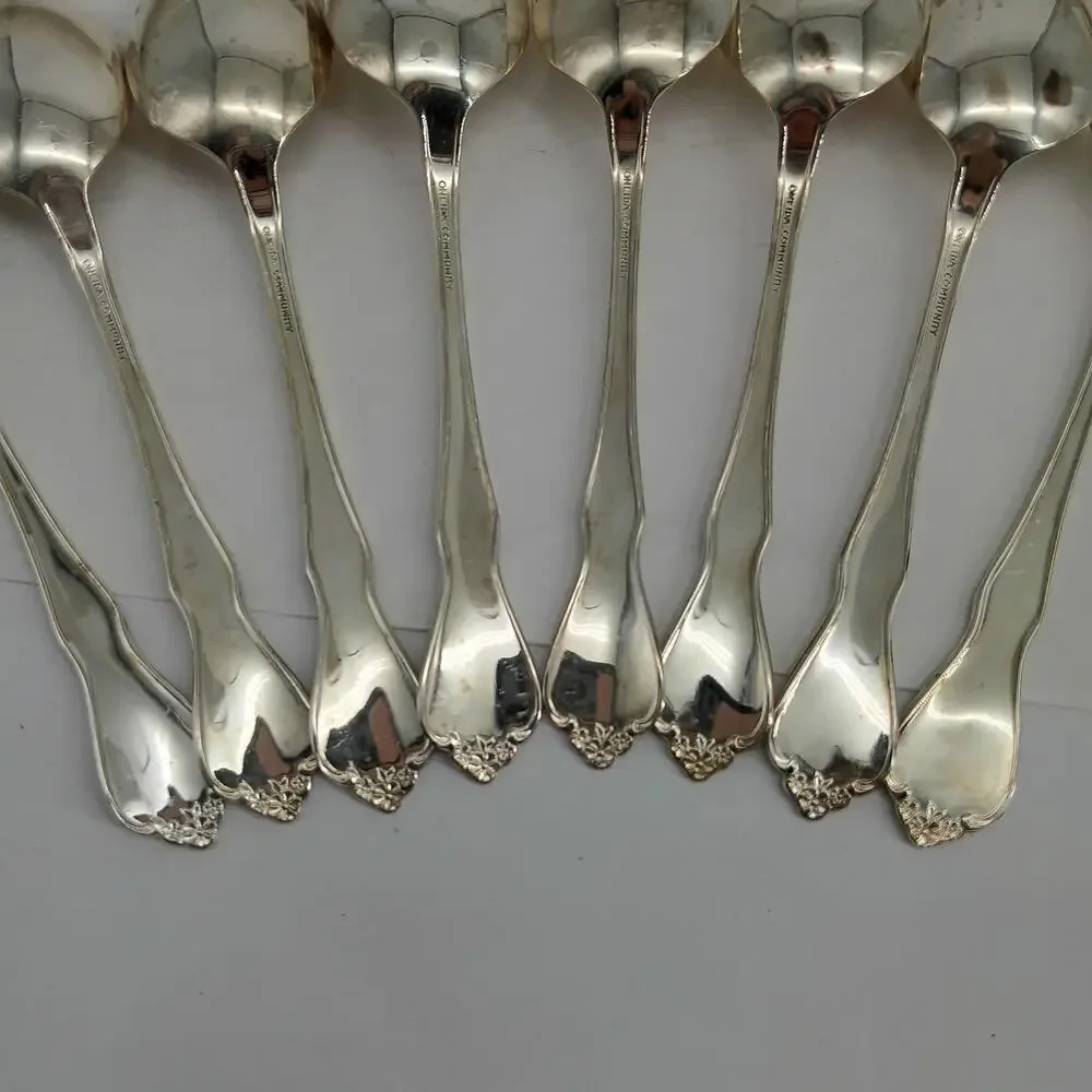 8X Tbsp Vtg 1968 Oneida Community Silverplate Fredericksburg Table Spoons